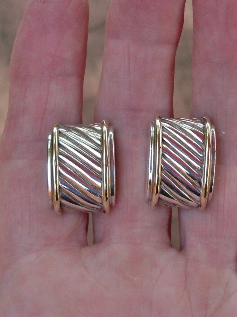 Retired David Yurman Cigar Band Cuff Links - 14K/925 - Gift Boxed